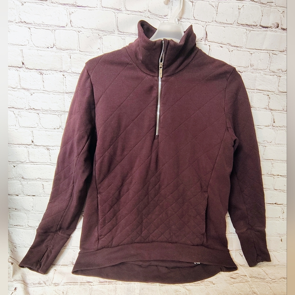 Lululemon Forever Warm Purple Quilted Mock Neck Jacket 12 Dark Cherry